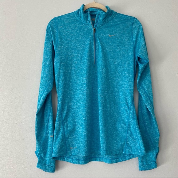 Nike Running Dri-Fit Marled Blue Half Zip Top - Picture 1 of 10